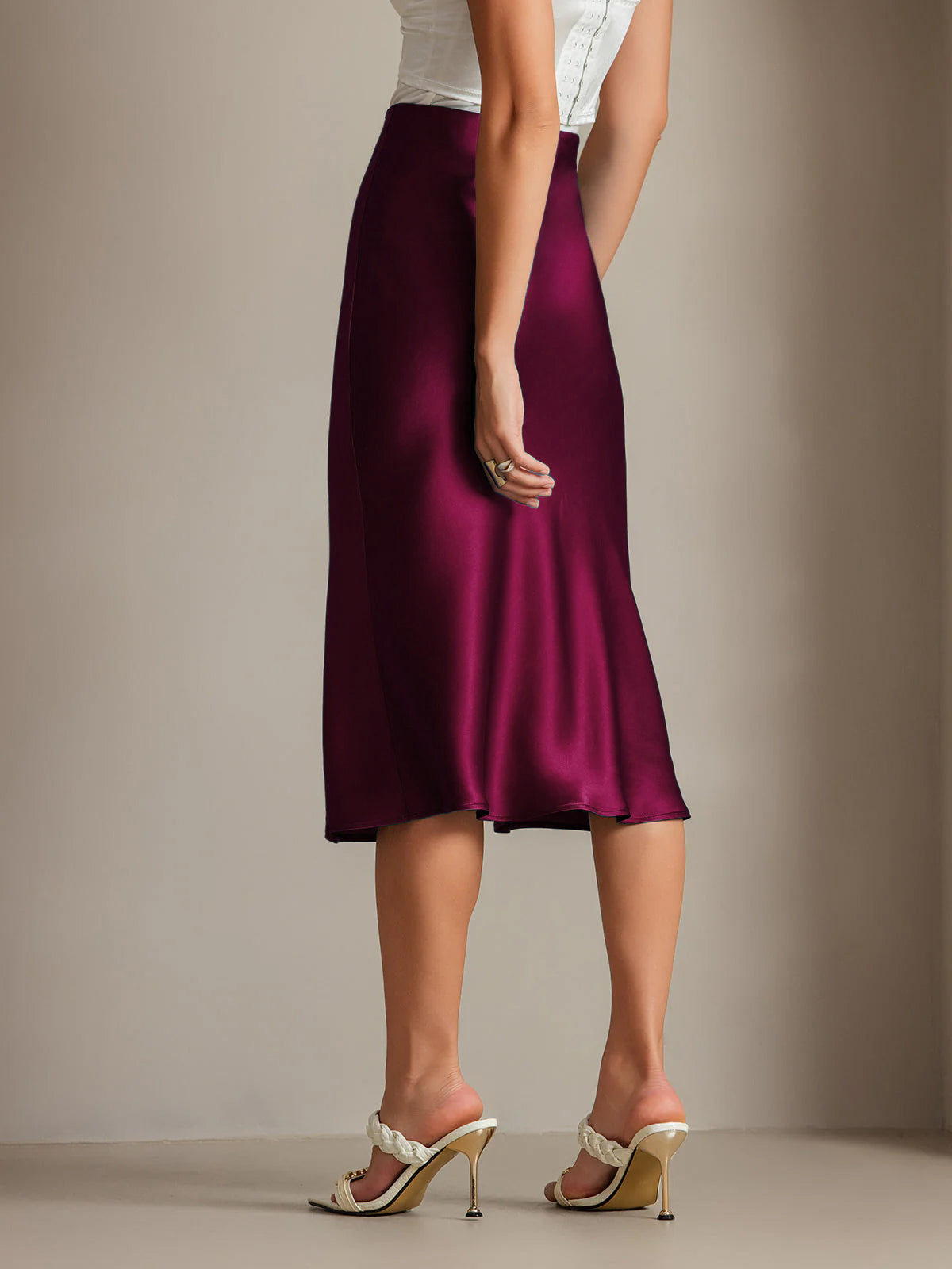 Mulberry Silk Stretch Long Straight Skirt