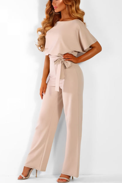 Chic Short-Sleeved Wide-Leg Jumpsuit
