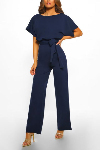Chic Short-Sleeved Wide-Leg Jumpsuit