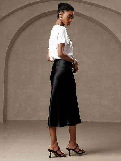 Mulberry Silk Stretch Long Straight Skirt