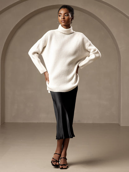 Mulberry Silk Stretch Long Straight Skirt