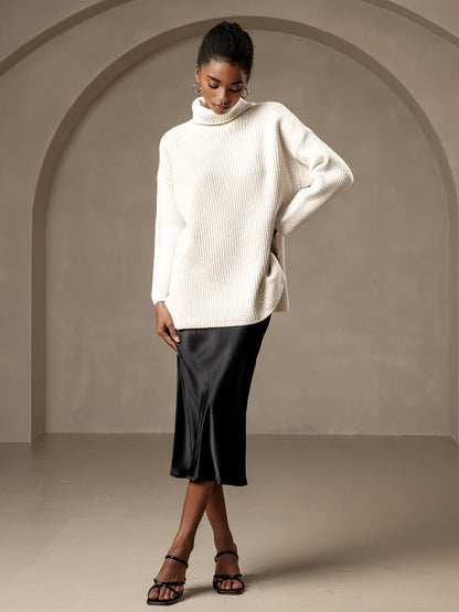 Mulberry Silk Stretch Long Straight Skirt