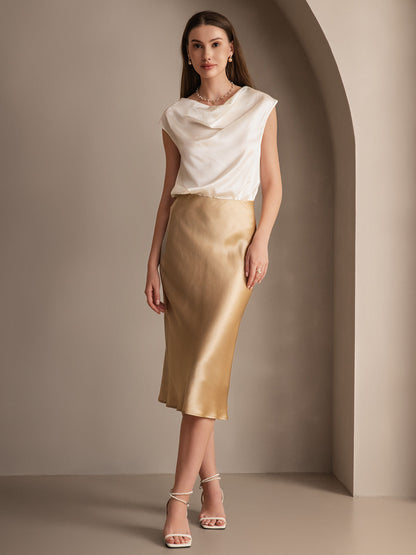 Mulberry Silk Stretch Long Straight Skirt
