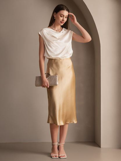 Mulberry Silk Stretch Long Straight Skirt
