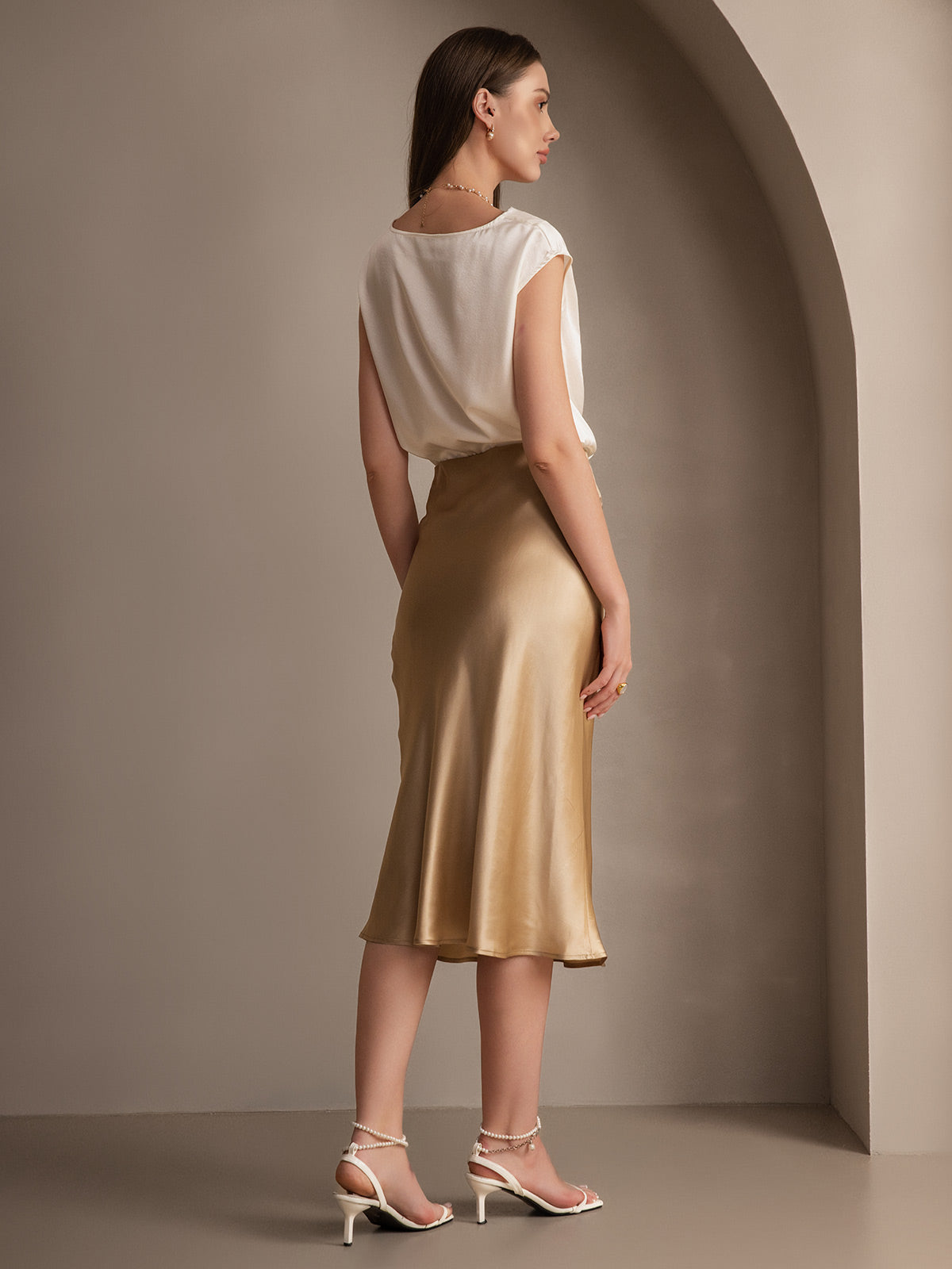 Mulberry Silk Stretch Long Straight Skirt