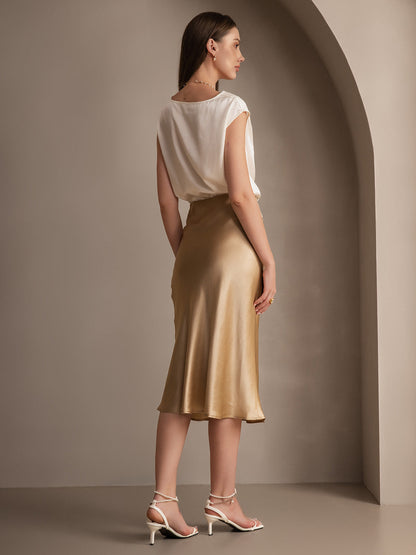 Mulberry Silk Stretch Long Straight Skirt