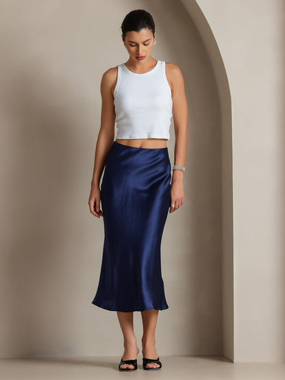 Mulberry Silk Stretch Long Straight Skirt