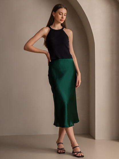 Mulberry Silk Stretch Long Straight Skirt
