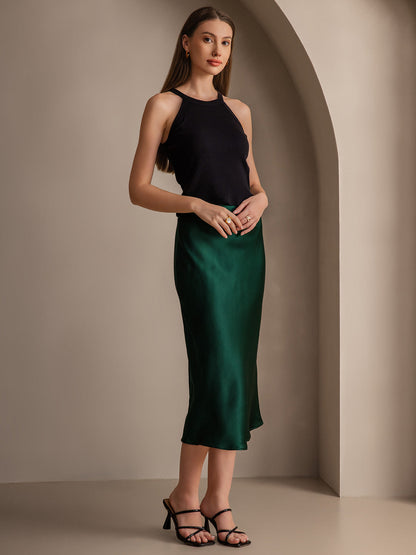 Mulberry Silk Stretch Long Straight Skirt