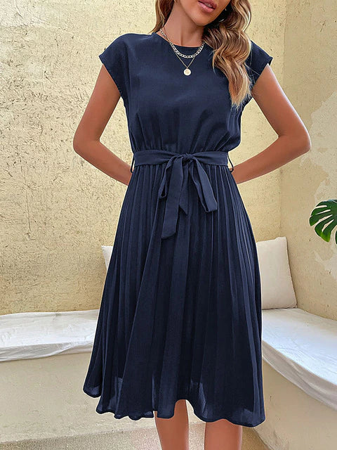 Women's Short-Sleeve Dress with Belt