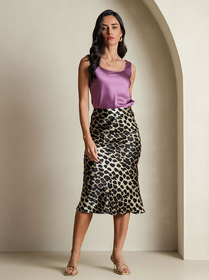 Mulberry Silk Stretch Long Straight Skirt