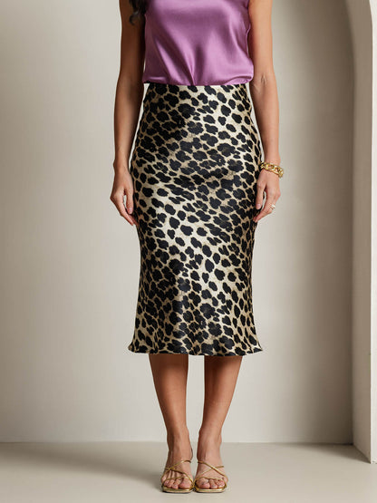 Mulberry Silk Stretch Long Straight Skirt
