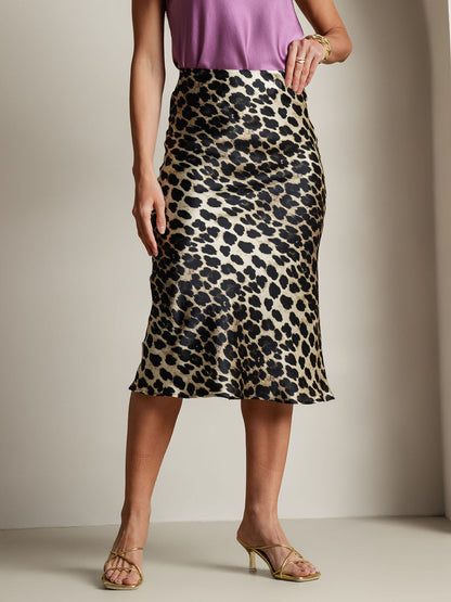 Mulberry Silk Stretch Long Straight Skirt