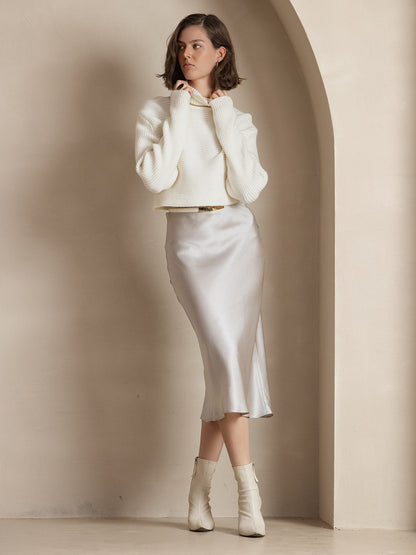 Mulberry Silk Stretch Long Straight Skirt