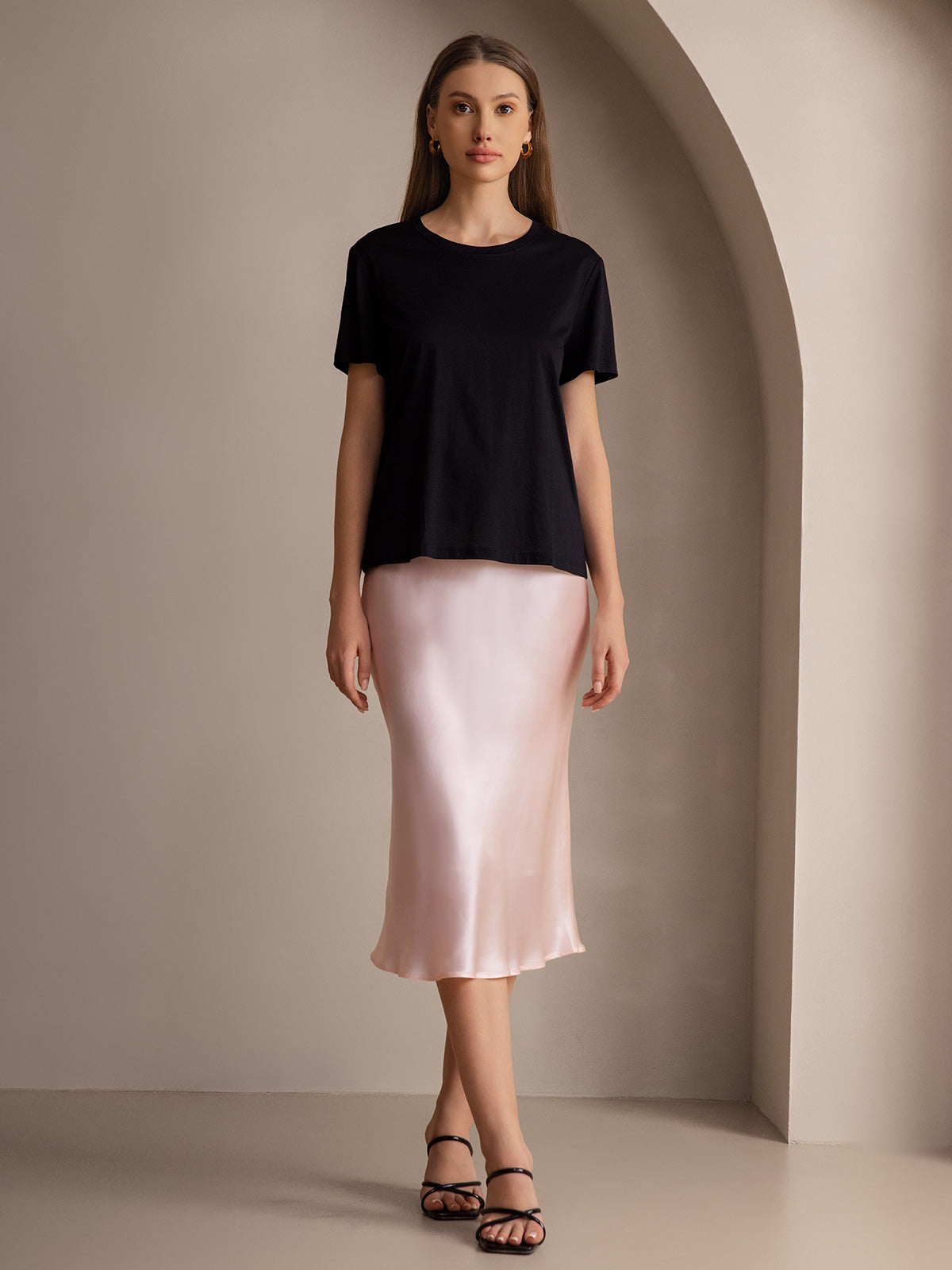 Mulberry Silk Stretch Long Straight Skirt