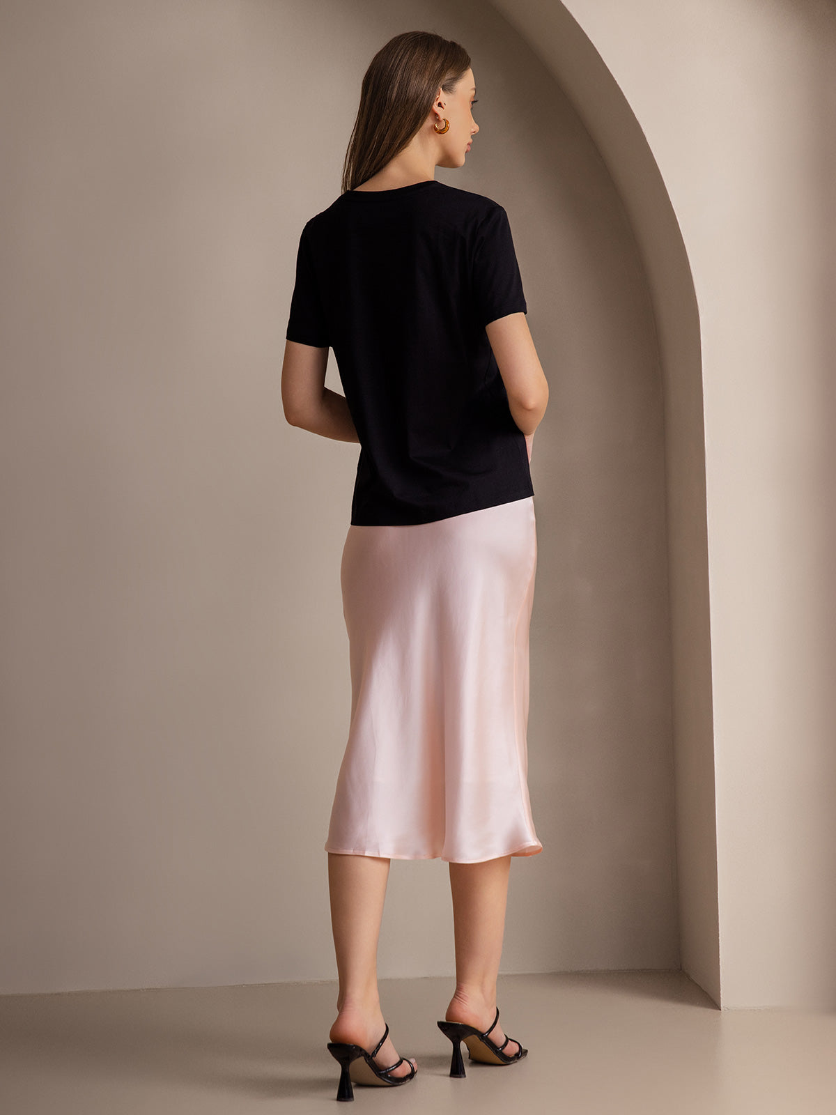 Mulberry Silk Stretch Long Straight Skirt