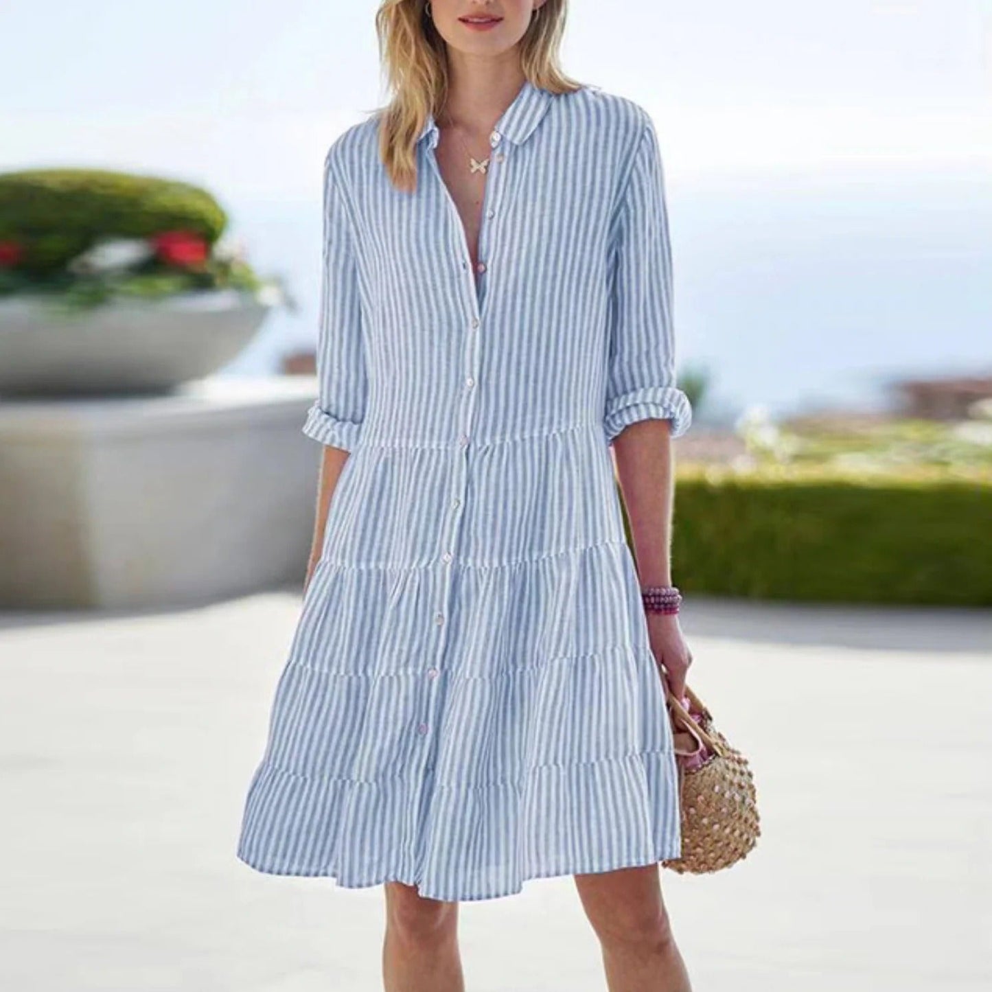 Luna’s Coastal Whimsy Tiered Shirt Dress