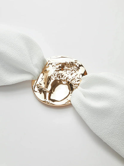 Three-Piece Bandeau Bikini Beach Set with Gold Accent and Cover-Up