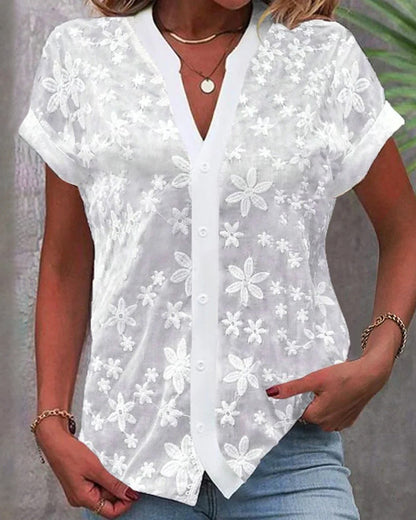 Coralie | Short-Sleeve Blouse with V-Neckline